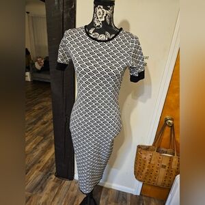 Geometric Black and White Dress